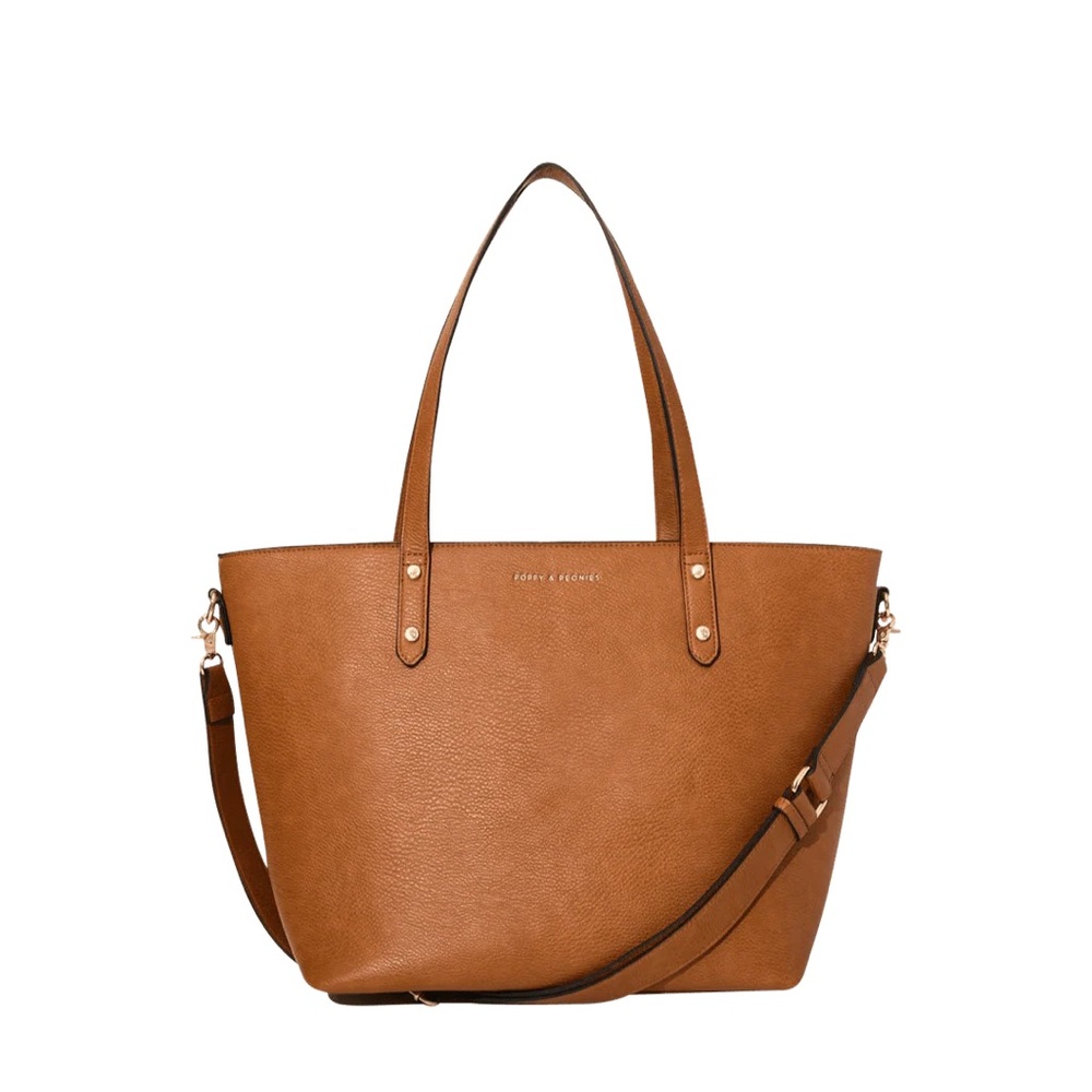 Poppy & Peonies Go-Getter Tote in Cognac